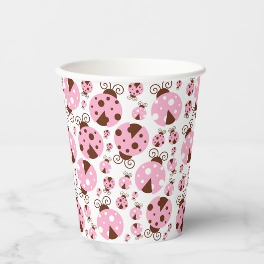 Ladybugs-Muster, Niedliche Ladybugs, rosa Ladybugs Pappbecher (Vorderseite)