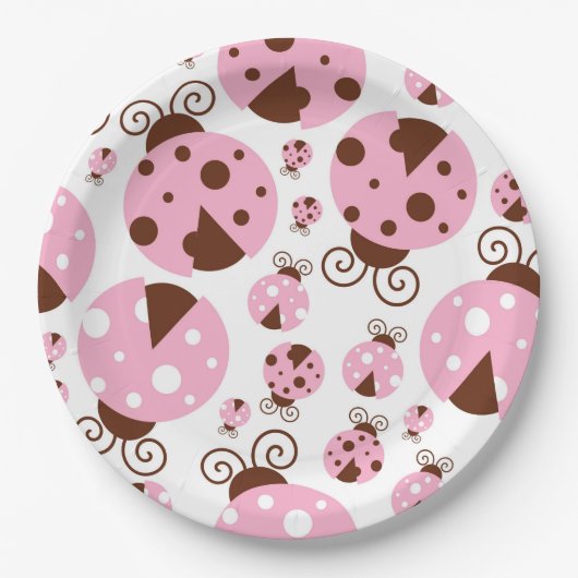 Ladybugs-Muster, Niedliche Ladybugs, rosa Ladybugs Pappteller (Vorderseite)