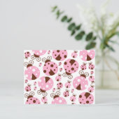 Ladybugs-Muster, Niedliche Ladybugs, rosa Ladybugs Postkarte (Stehend Vorderseite)