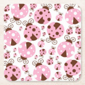 Ladybugs-Muster, Niedliche Ladybugs, rosa Ladybugs Rechteckiger Pappuntersetzer (Vorderseite)