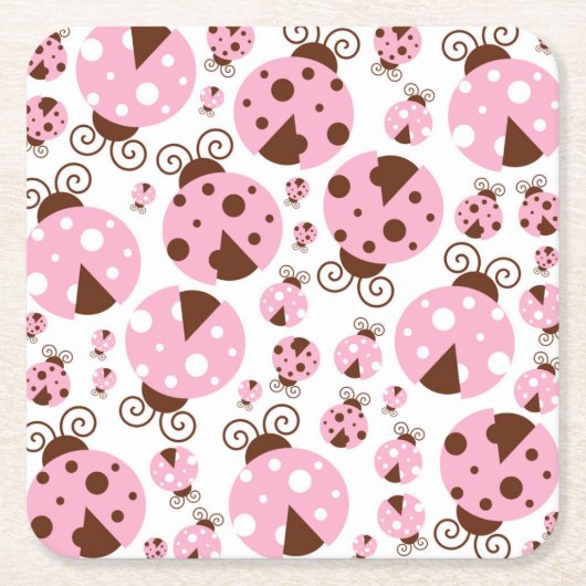 Ladybugs-Muster, Niedliche Ladybugs, rosa Ladybugs Rechteckiger Pappuntersetzer (Vorderseite)