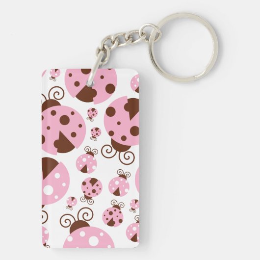 Ladybugs-Muster, Niedliche Ladybugs, rosa Ladybugs Schlüsselanhänger (Rückseite)