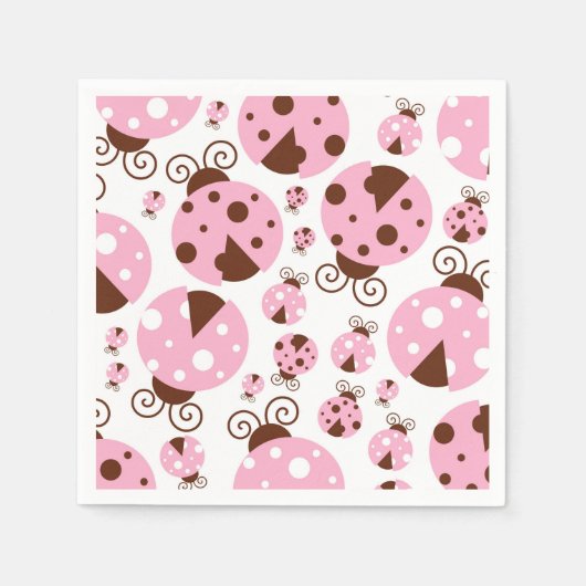 Ladybugs-Muster, Niedliche Ladybugs, rosa Ladybugs Serviette (Vorderseite)