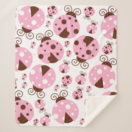 Ladybugs-Muster, Niedliche Ladybugs, rosa Ladybugs Sherpadecke (Vorderseite)