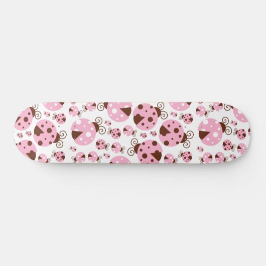 Ladybugs-Muster, Niedliche Ladybugs, rosa Ladybugs Skateboard (Horizontal)