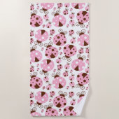 Ladybugs-Muster, Niedliche Ladybugs, rosa Ladybugs Strandtuch (Vorderseite)