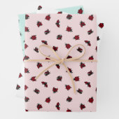Ladybugs Muster Rosa Türkis Geschenkpapier Set (Beispiel)