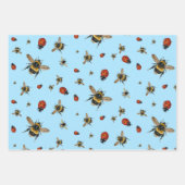 Ladybugs n Bees Summer Birthday Wrapping Paper Geschenkpapier Set (Vorderseite)