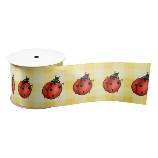 Ladybugs on Gingham Satinband (Spule)