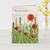 Ladybugs on Red Poppy for Mama Karte (Gelbe Blume)