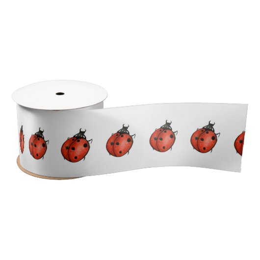 Ladybugs on White Satinband (Spule)