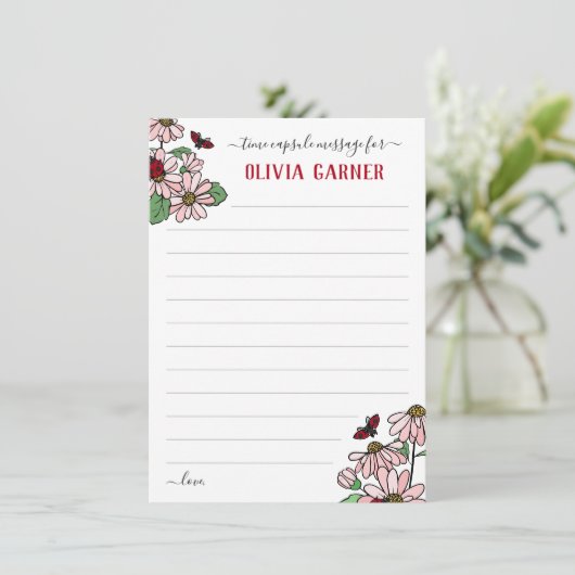 Ladybugs Onederful Birthday Time Capsule Message Einladung (Stehend Vorderseite)