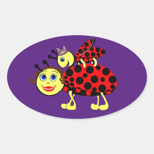 Ladybugs Ovaler Aufkleber (Vorderseite)
