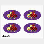 Ladybugs Ovaler Aufkleber (Blatt)