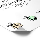 Ladybugs Pastel Multicolor Border on White Poster (Ecke)