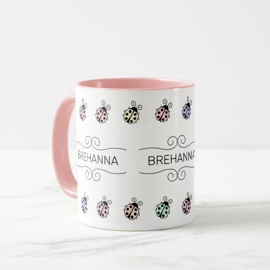 Ladybugs Pastel Multicolor Border Tasse (Vorderseite Links)
