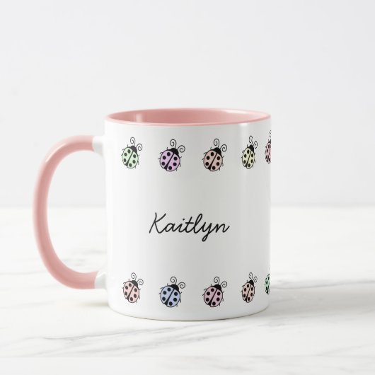 Ladybugs Pastel Multicolor Border Tasse (Links)