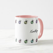Ladybugs Pastel Multicolor Border Tasse (VorderseiteRechts)
