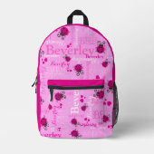 Ladybugs personalisierter Name überall in Rosa Bedruckter Rucksack (Vorderseite)