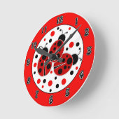 Ladybugs Polka Dots Wall Clock Runde Wanduhr (Winkel)