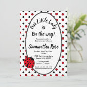 Ladybugs retro polka dots Baby Dusche Einladung (Stehend Vorderseite)