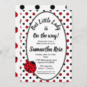 Ladybugs retro polka dots Baby Dusche Einladung (Vorne/Hinten)