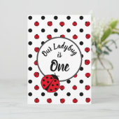 Ladybugs retro polka dots einladung (Stehend Vorderseite)