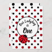 Ladybugs retro polka dots einladung (Vorne/Hinten)