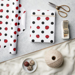 Ladybugs retro polka dots geschenkpapier