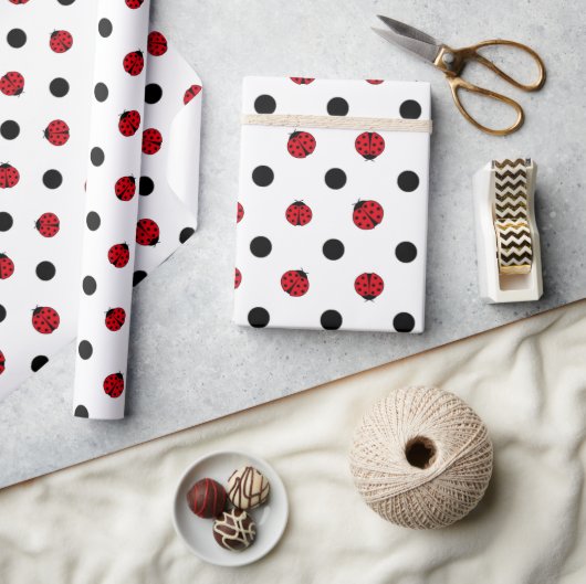 Ladybugs retro polka dots geschenkpapier (Kunsthandwerk)
