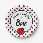 Ladybugs Retro-Polka-Punkte-Papier-Teller Pappteller (Vorderseite)