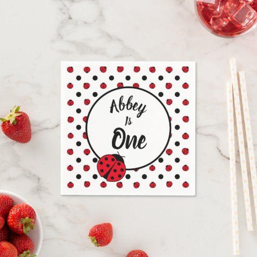 Ladybugs Retro-Polka-Punkte-Papier-Teller Serviette (Beispiel)