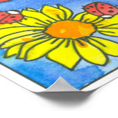 Ladybugs Sonnenblumen Rote Rosen Aquarellfarben Bl Poster (Ecke)