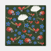 Ladybugs Spring Square Magnet (Vorne)