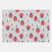 Ladybugs Stripes Polka Dots Wrapping Paper Set Geschenkpapier Set (Vorderseite)
