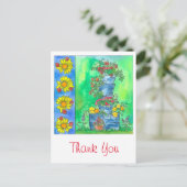 Ladybugs Sunflowers Wassercolor Blume Vielen Dank Postkarte (Stehend Vorderseite)