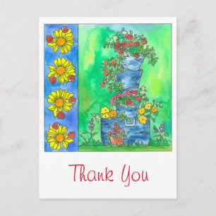 Ladybugs Sunflowers Wassercolor Blume Vielen Dank Postkarte