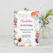 Ladybugs und Blume Einladung zum Geburtstag (Stehend Vorderseite)