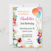 Ladybugs und Blume Einladung zum Geburtstag (Vorderseite)