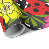 Ladybugs und Blume Hübsch Garteninsektenmuster Geschenkpapier (Rolleneckpunkt)