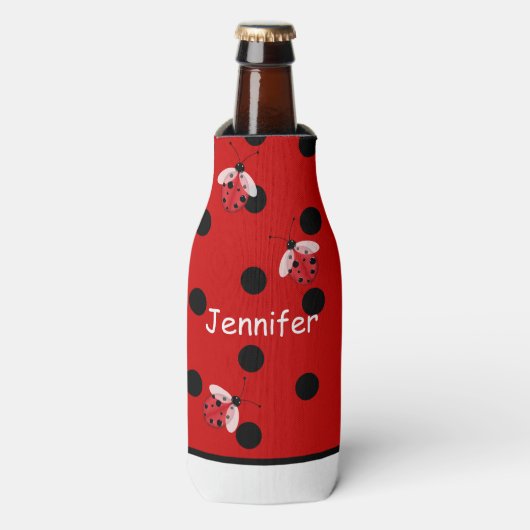 Ladybugs und Polka Dots Custom Flasche Cooler Flaschenkühler (Flaschenvorderseite)