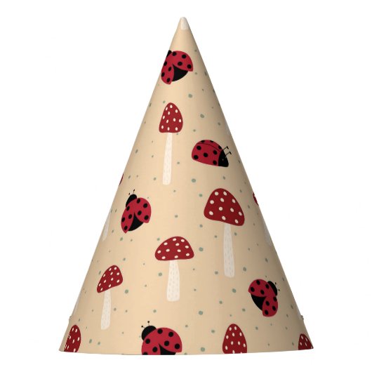 Ladybugs und Rote Pilze Partyhütchen (Vorderseite)