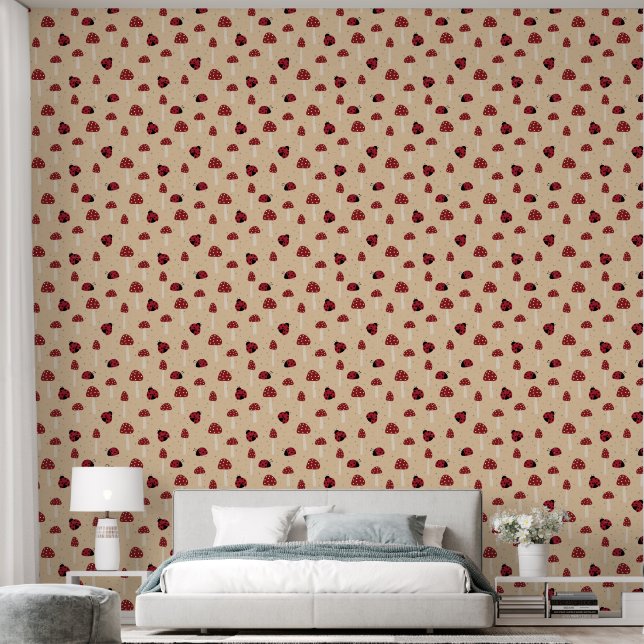 Ladybugs und Rote Pilze Tapete (Schlafzimmer)