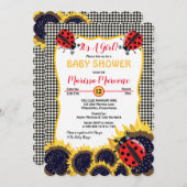 Ladybugs und Sonnenblumen Es ist eine Mädchendusch Einladung (Vorne/Hinten)