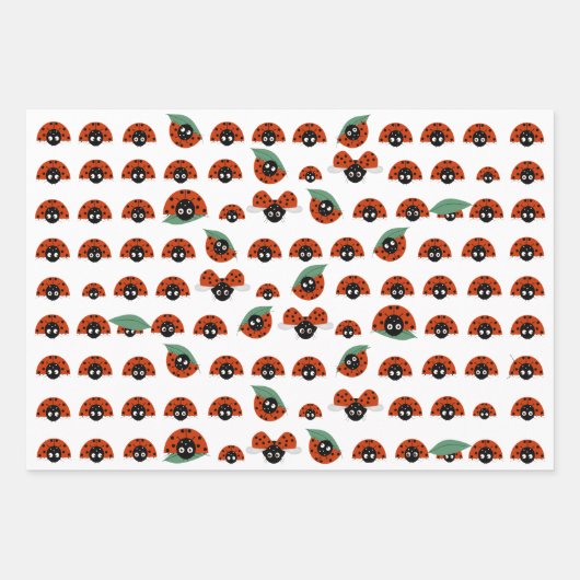 Ladybugs Wrapping Paper Sheets Geschenkpapier Set (Vorderseite)