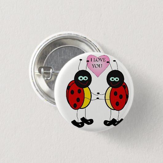 Ladybugs zusammen halten Händchen in der Liebe Button (Vorne & Hinten)