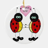 Ladybugs zusammen halten Händchen in der Liebe Keramik Ornament (Hinten)