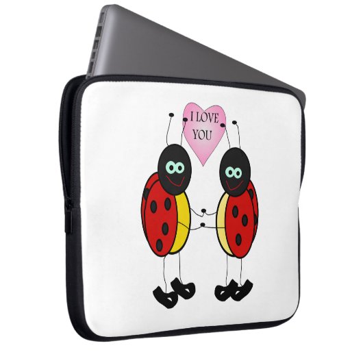 Ladybugs zusammen halten Händchen in der Liebe Laptopschutzhülle (Vorne Rechts)