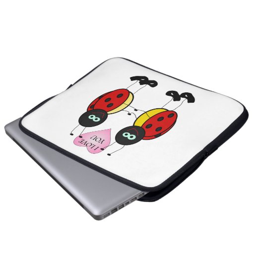 Ladybugs zusammen halten Händchen in der Liebe Laptopschutzhülle (Vorne Knopf)