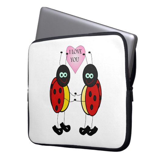Ladybugs zusammen halten Händchen in der Liebe Laptopschutzhülle (Vorderseite Links)